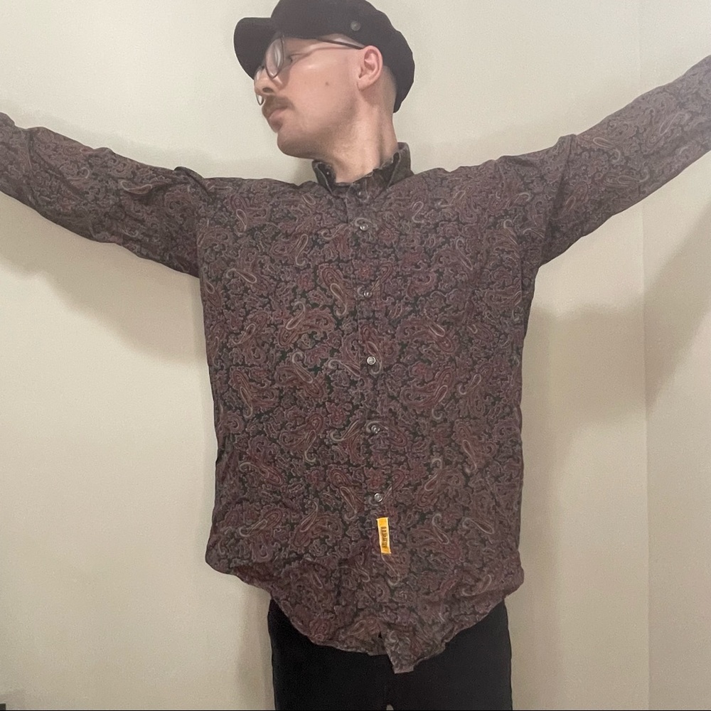 BD BAGGIES PAISLEY BUTTON DOWN SHIRT VINTAGE size 15 1/2 32-33